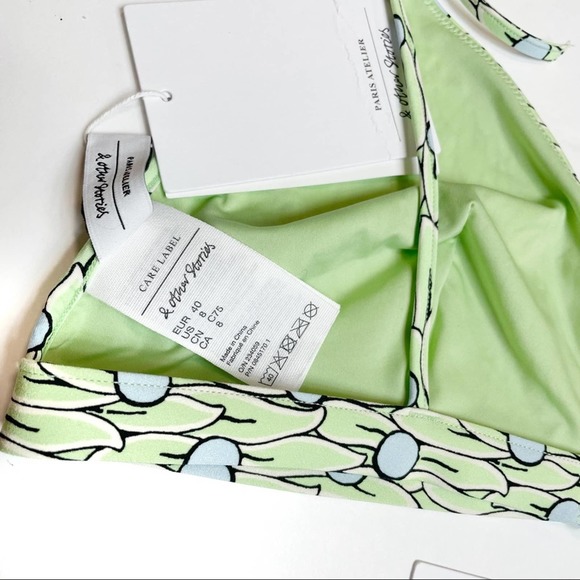 & Other Stories NWT Floral Patterned Green Side Tie Two Piece Bikini Size 8 - Picture 10 of 12